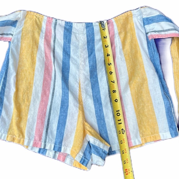 💖 C&C california Shorts | 100% Linen | Pastel Stripes | Tie at Waist | Size 4 - Picture 5 of 8
